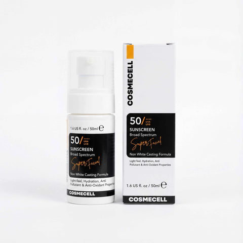 Cosmecell super facial sunscreen broad spectrum 50+++ Non white casting