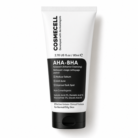 AHA BHA Salicylic Acid Facewash for Acne & Oily Skin Pore Cleansing Cleanser Cosmecell Cosmecell
