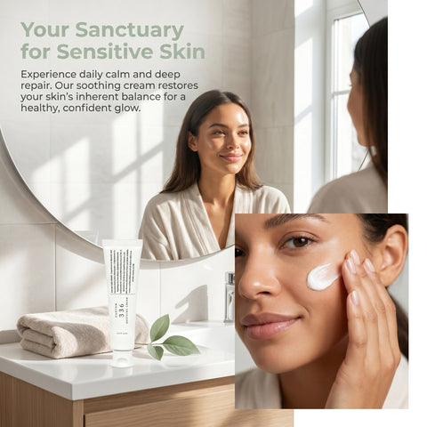 Applying Cosmecell soothing barrier cream to the cheek