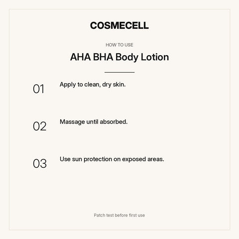 AHA BHA Body Lotion – how to use, step by step