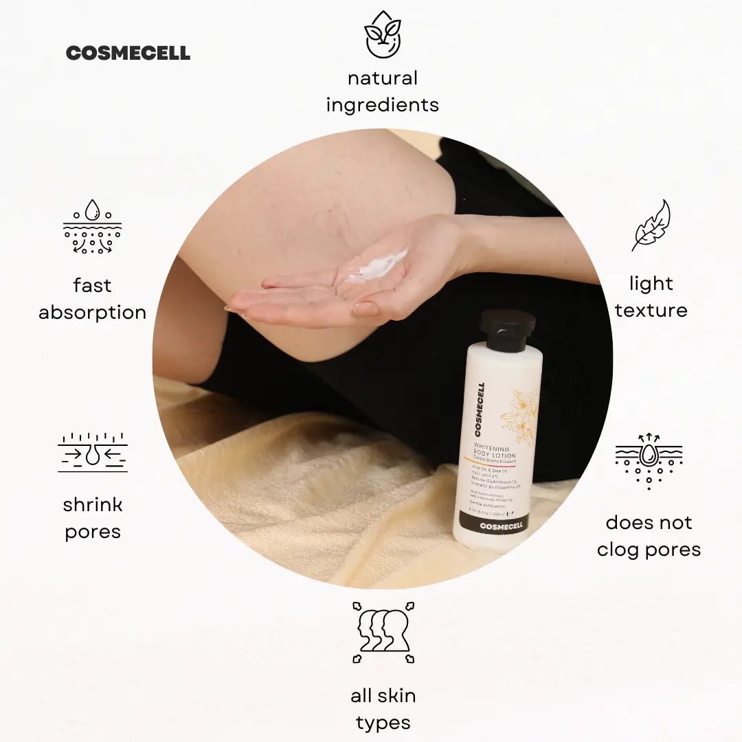Whitening Body Lotion with Glutathione for Gentle Exfoliation - Cosmecell