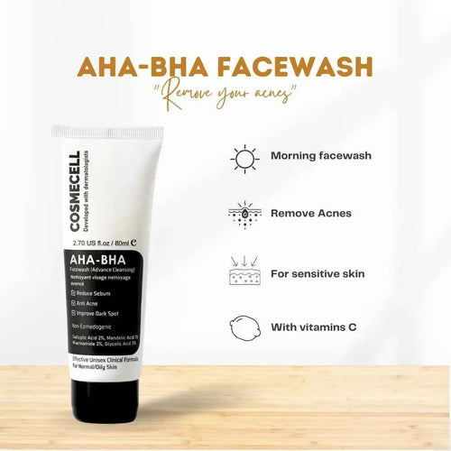 Facewash Clear Skin AHA-BHA Deep Cleansing Acne Control for Radiant Skin - AHA-BHA Deep Cleansing Facewash - Cosmecell