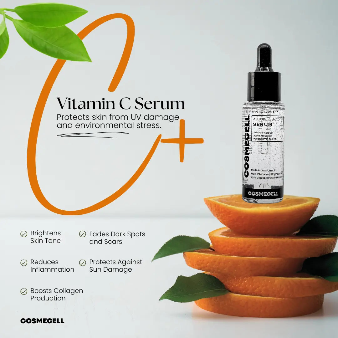 Brightening Serum Vitamin C with 12% Vitamin C and 1% PGA for Radiant Skin - Cosmecell