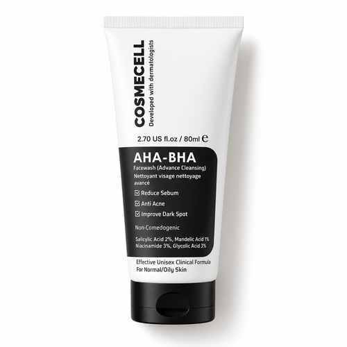 AHA BHA Salicylic Acid Facewash for Acne & Oily Skin Pore Cleansing Cleanser Cosmecell Cosmecell