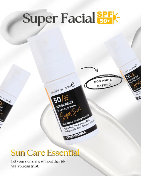 Cosmecell super facial sunscreen broad spectrum 50+++ Non white casting